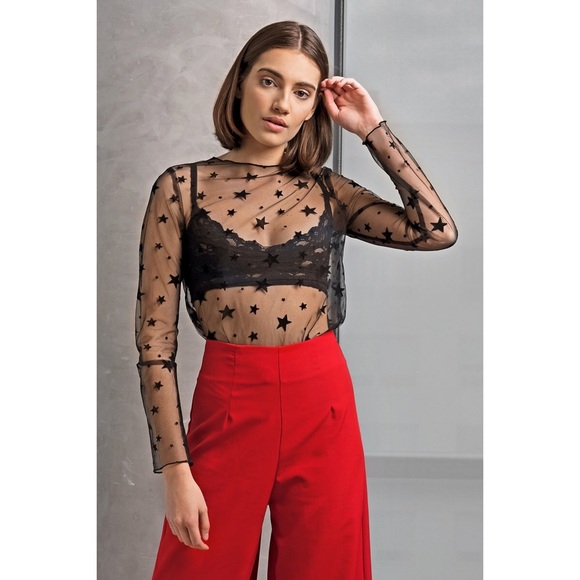 Star Sheer Long Sleeve Top - Picture 2 of 7